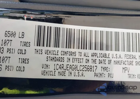 2020 Jeep Grand Cherokee Altitude 4X2 z USA, uszkodzony, nr VIN 1C4RJEAG0LC256817